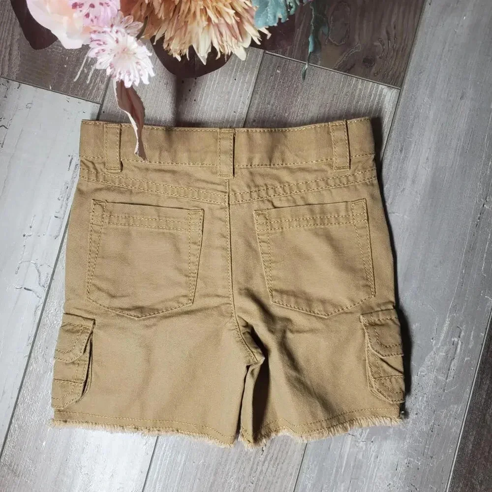 Genuine Kids from OshKosh Tan Raw Hem Cargo Toddler Boy Shorts Size 18m NWOT